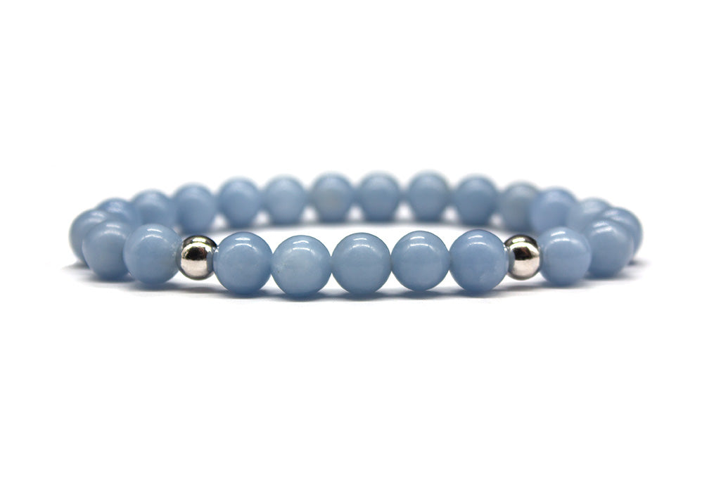 Angelite Bracelet with Sterling Silver Accents - Polished | MyBeadsBracelet.com
