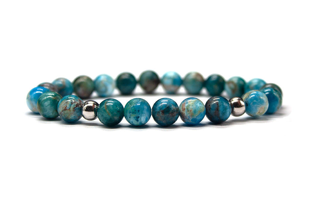 Apatite Bracelet with Sterling Silver Accents - Polished | MyBeadsBracelet.com
