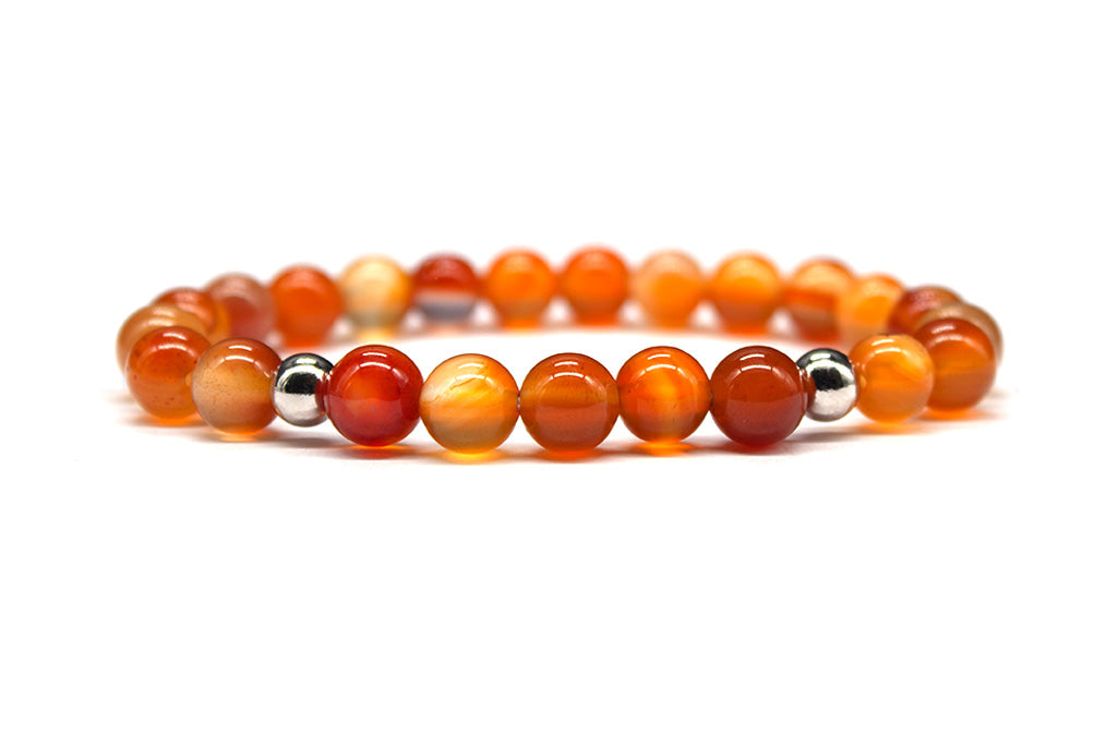 Carnelian Bracelet with Sterling Silver Accents - Polished | MyBeadsBracelet.com