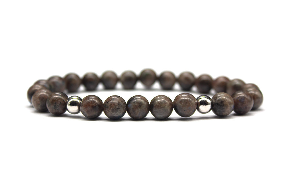 Dark Labradorite Bracelet with Sterling Silver Accents - Polished | MyBeadsBracelet.com