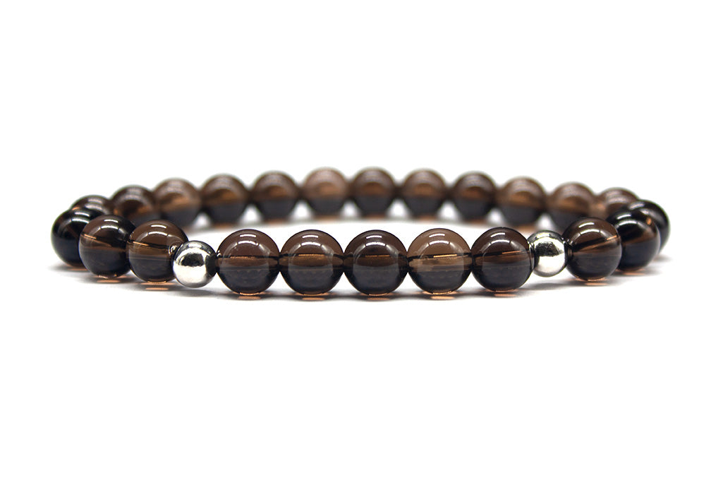 Dark Smokey Quartz Bracelet with Sterling Silver Accents - Polished | MyBeadsBracelet.com