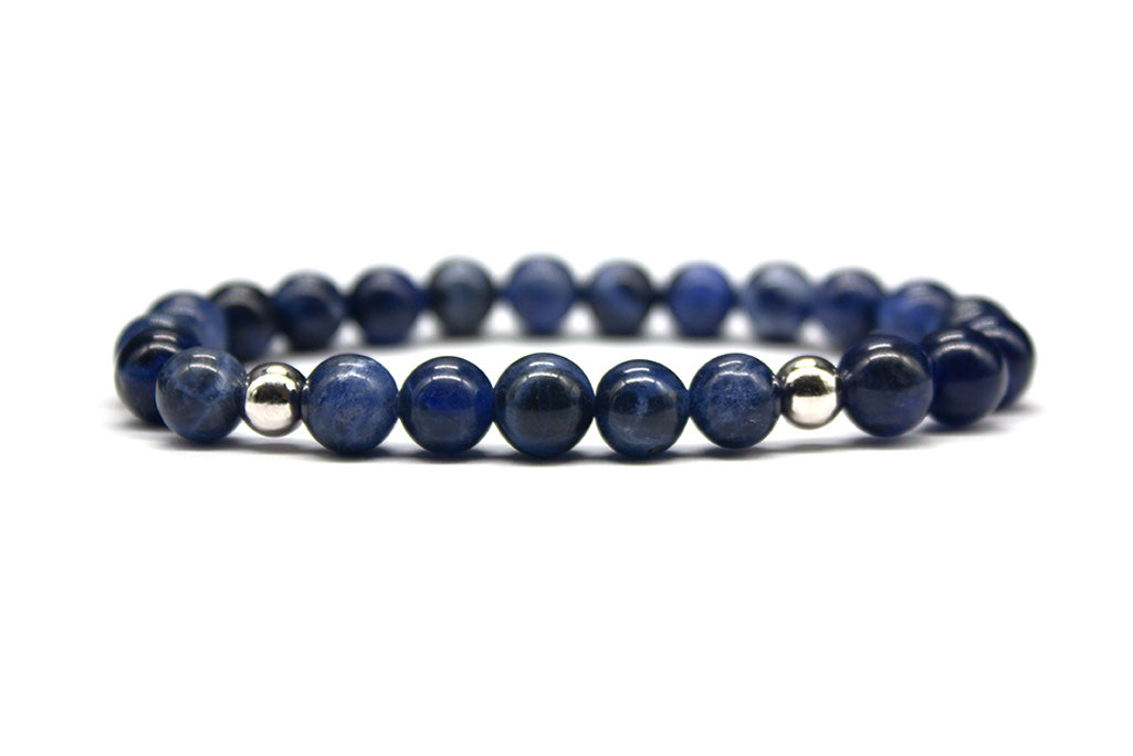Dark Sodalite Bracelet with Sterling Silver Accents - Polished | MyBeadsBracelet.com