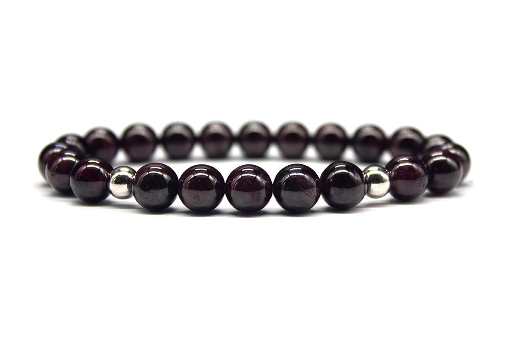 Garnet Bracelet with Sterling Silver Accents - Polished | MyBeadsBracelet.com