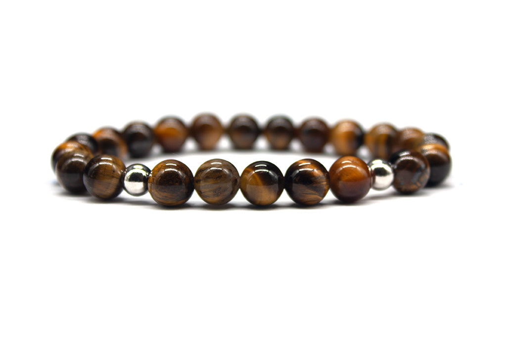 Gold Tiger Eye Bracelet with Sterling Silver Accents - Polished | MyBeadsBracelet.com