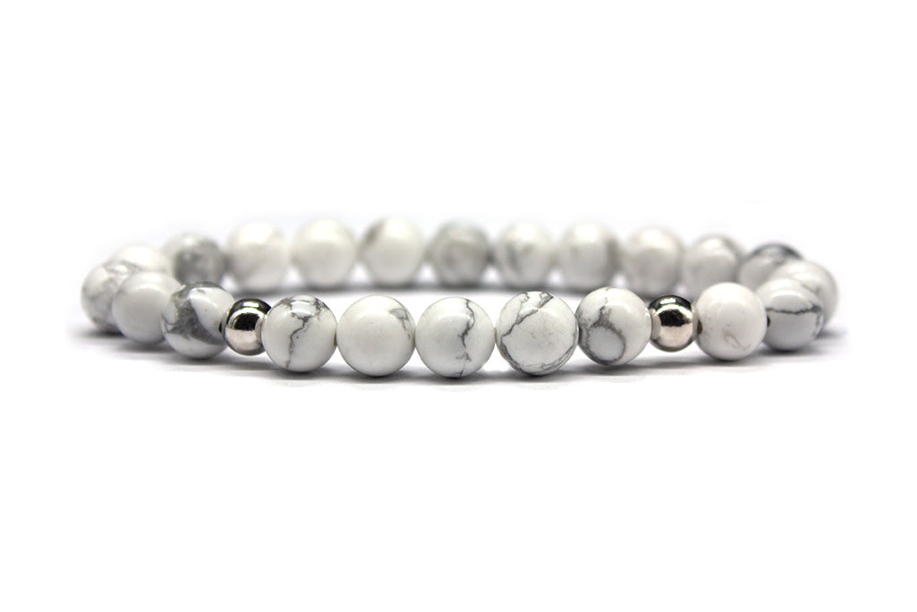 Howlite Bracelet with Sterling Silver Accents - Polished | MyBeadsBracelet.com