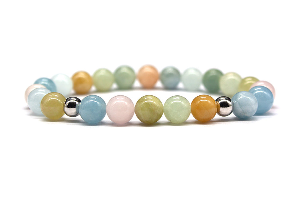 Morganite Bracelet with Sterling Silver Accents - Polished | MyBeadsBracelet.com