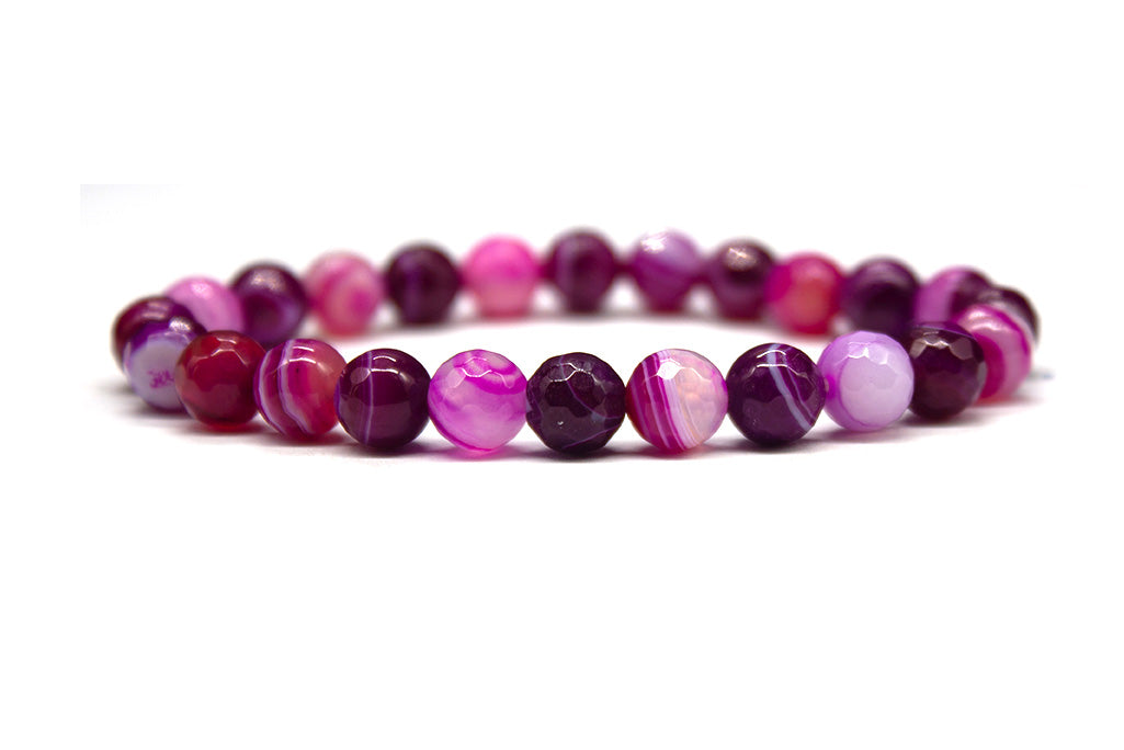 Pink Agate Bracelet - Faceted | MyBeadsBracelet.com