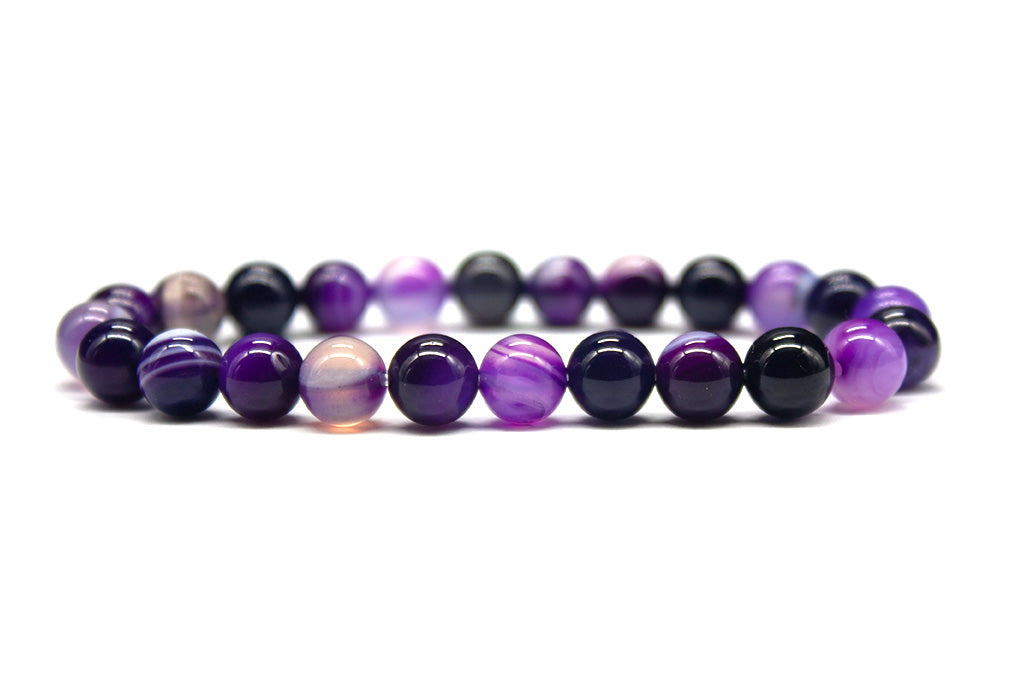 Banded Purple Agate Bracelet - Polished | MyBeadsBracelet.com