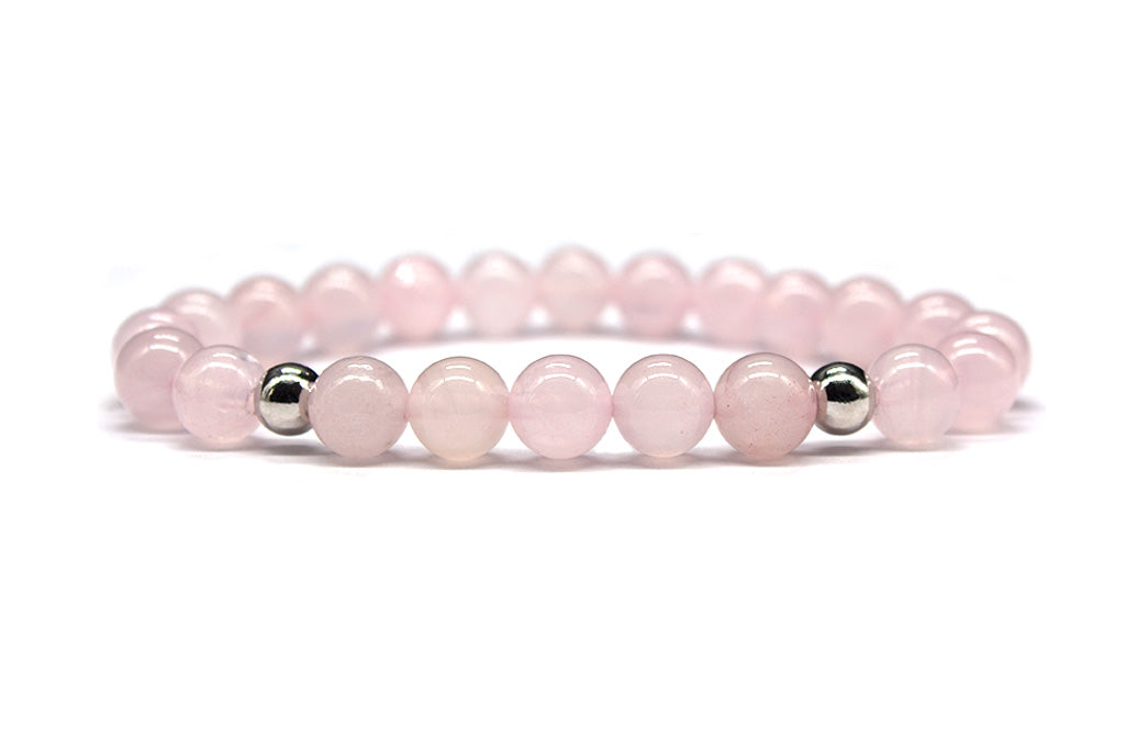 Rose Quartz Bracelet with Sterling Silver Accents - Polished | MyBeadsBracelet.com