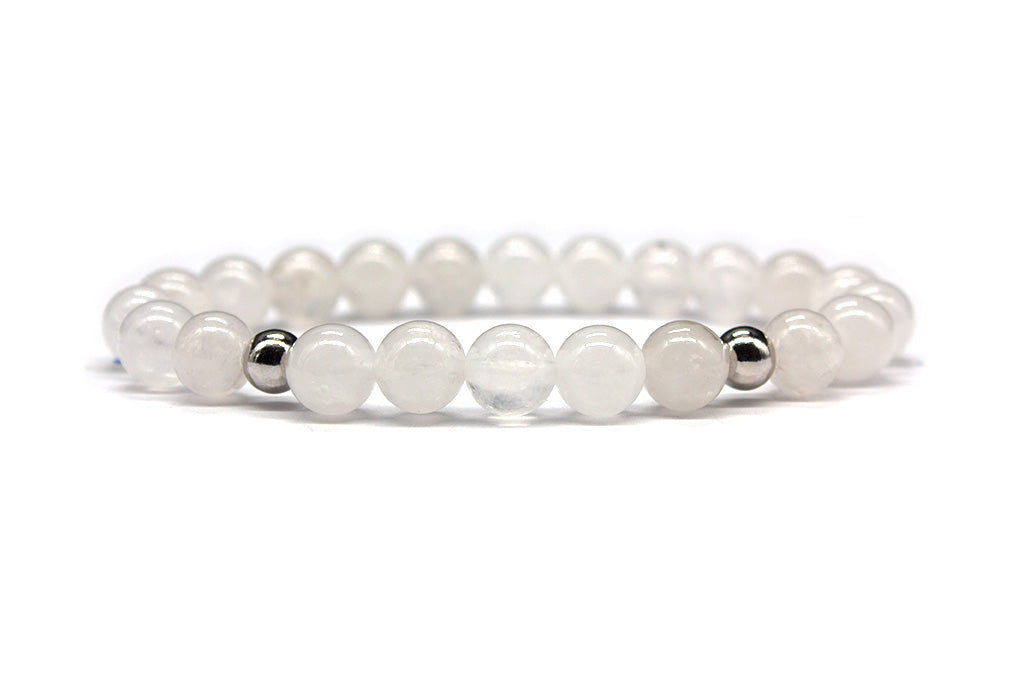 Snow Quartz Bracelet with Sterling Silver Accents - Polished | MyBeadsBracelet.com