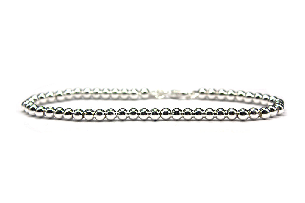 Sterling Silver Beaded Bracelet 4mm | MyBeadsBracelet.com