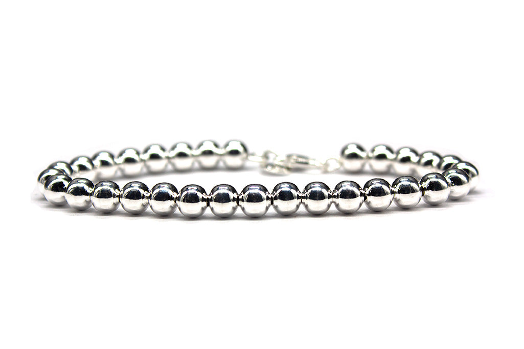 Sterling Silver Beaded Bracelet 6mm | MyBeadsBracelet.com