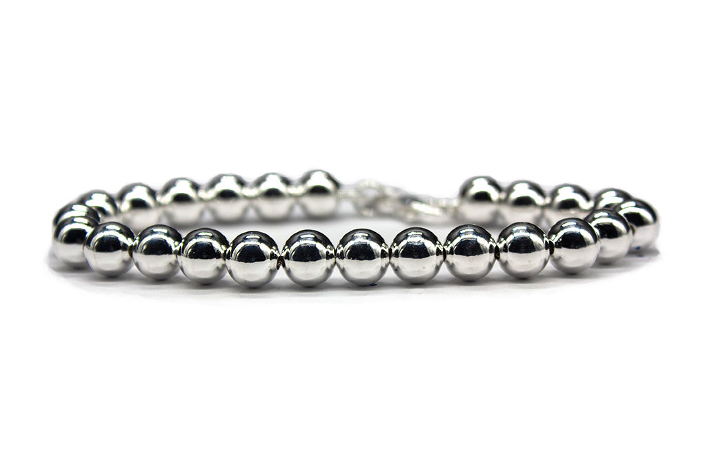 Sterling Silver Beaded Bracelet 8mm | MyBeadsBracelet.com