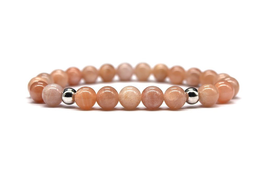 Sunstone Bracelet with Sterling Silver Accents - Polished | MyBeadsBracelet.com